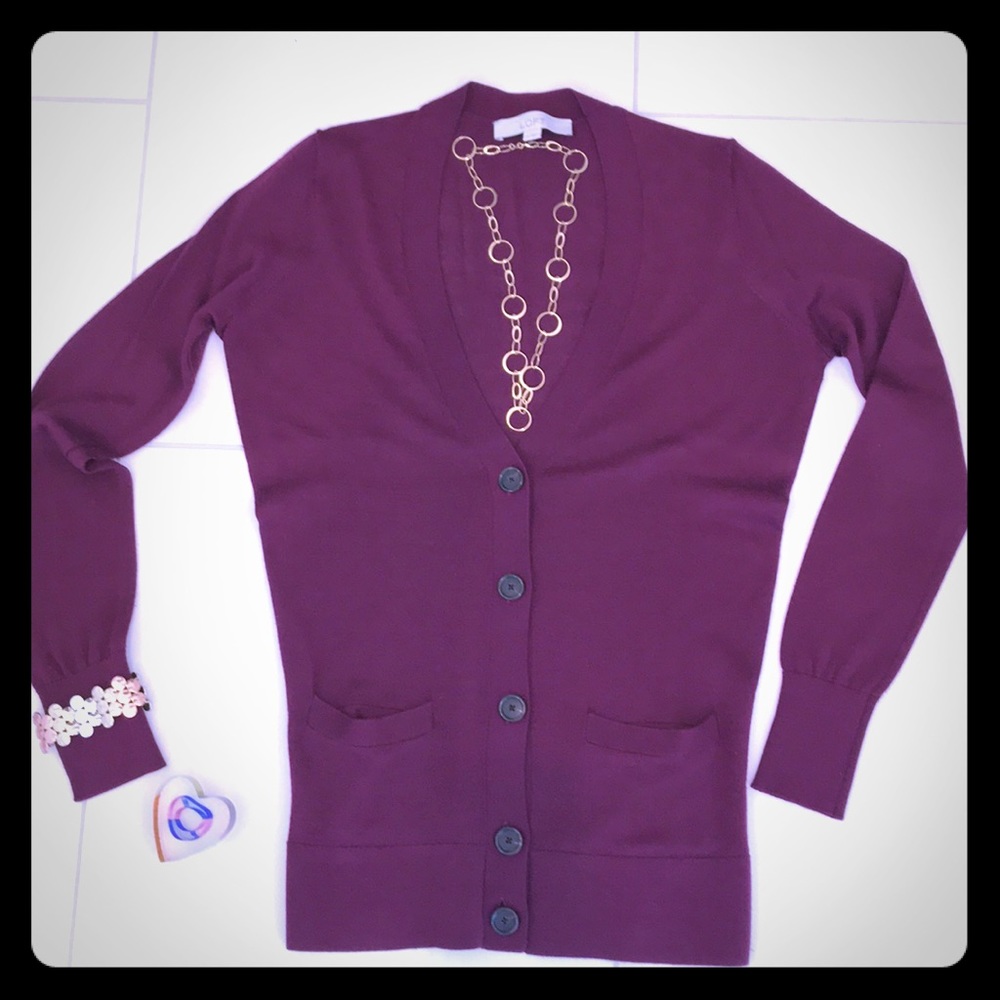 Loft wine colored cardigan